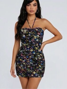 ZARA Floral Print Mini Dress Size Small NWT